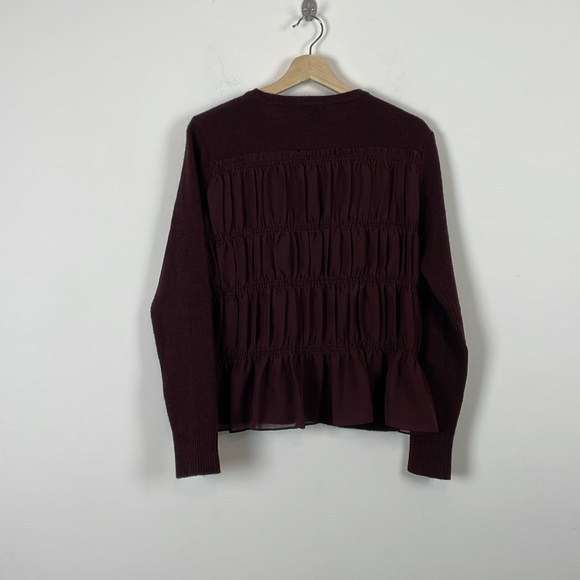 Club Monaco Wool Blend Pullover Long Sleeve Sheer Back Stretch Knit Sweater M - Picture 4 of 9